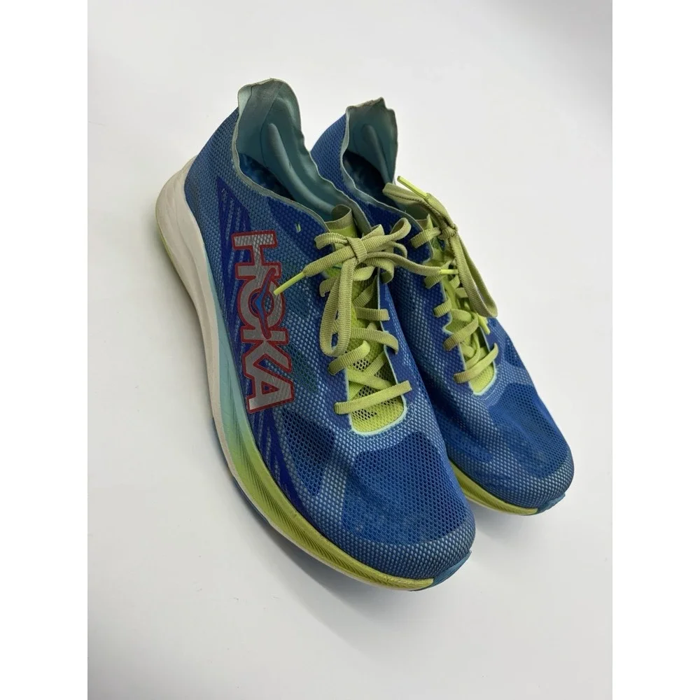 Hoka Cielo Road Running Shoes W 11.5 M 10 Blue‎ Neon Green Lightweight Mesh